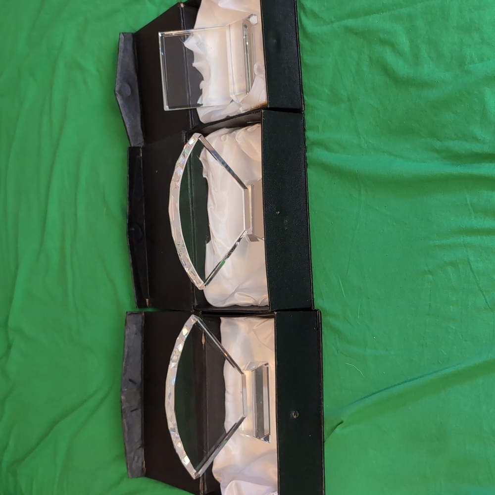 Bundle of Crystal Award Plaques New Old Stock Vintage